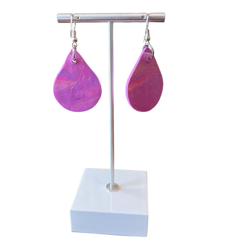 Chic Purple Teardrop Earrings - Picture 3 of 11